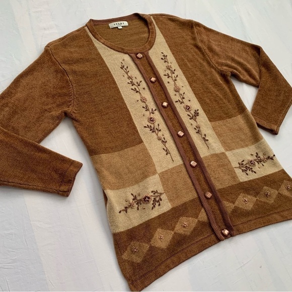 #093 Vintage Angora Wool grandma sweater size L - Picture 11 of 14